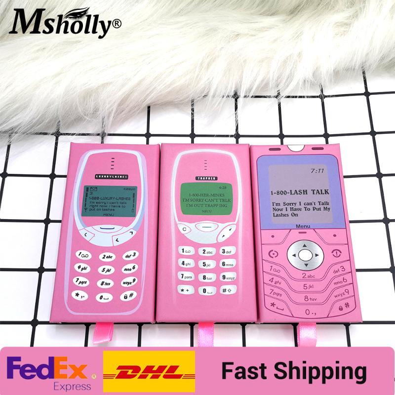

Msholly Wholesale 10/30/50/100 Pcs 25mm 3D Mink Eyelash Packaging Box Without Logo Rectangular Phone Pull Mink Lashes Case