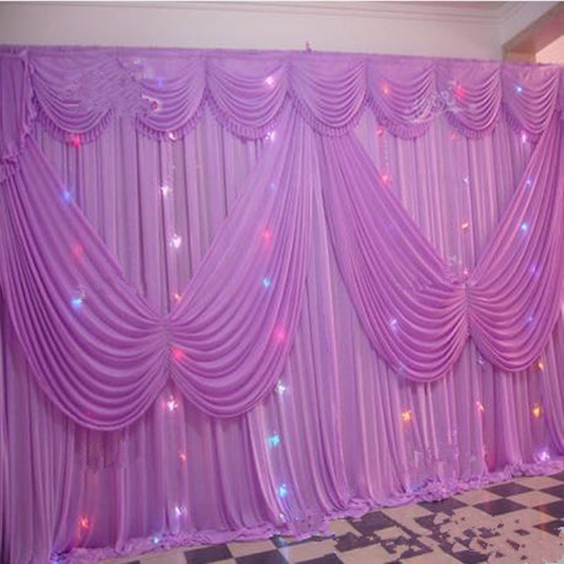 

Romantic Purple 10ft*20ft wedding stage decoration Wedding Backdrop with Beatiful Swag drape and curtain