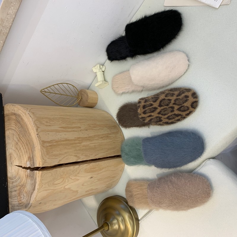 

Faux Fur Mules Women Shoes Autumn Winter Slippers Cover Round Toe Sexy Ladies Shoes Woman Slippers Furry Fluffy Hairy Slides, Leopard