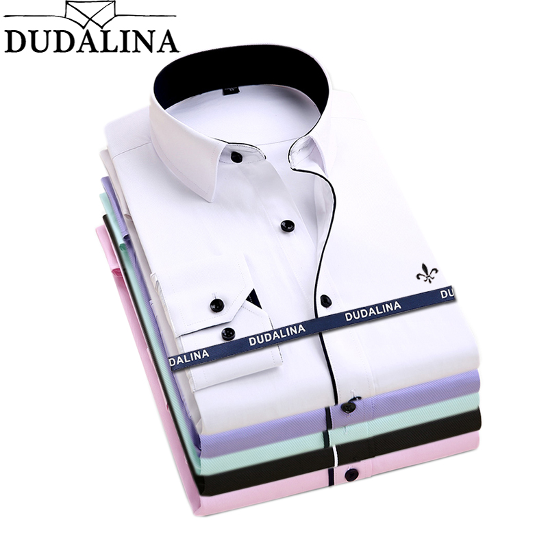 

Dudalina Camisa Male Shirts Long Sleeve Men Shirt Brand Clothing Casual Slim Fit Camisa Social Striped Masculina Chemise Homme, 2018purple