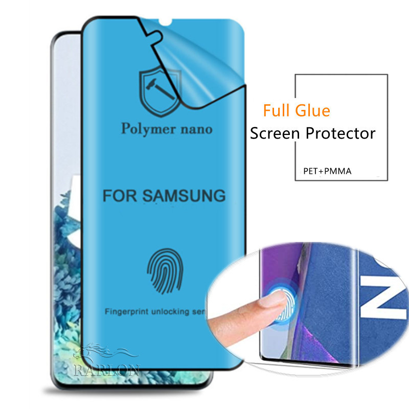 

3D Curved Full Adhesive Glue Screen Protector Film For Samsung Galaxy S22 S21 Plus S20 Note 20 Ultra S10 S8 S9 Note10 9 8 Fingerprint touch No Tempered Glass