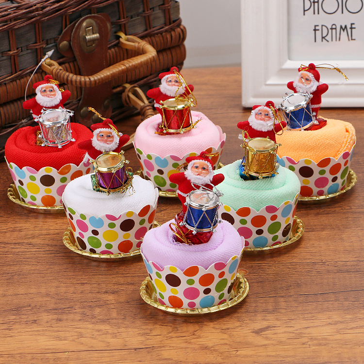 

High Quality Santa Snowman Cake Cotton Towel Creative Christmas Party Gifts Support Dropshiping 30*30cm, Opp bag packing