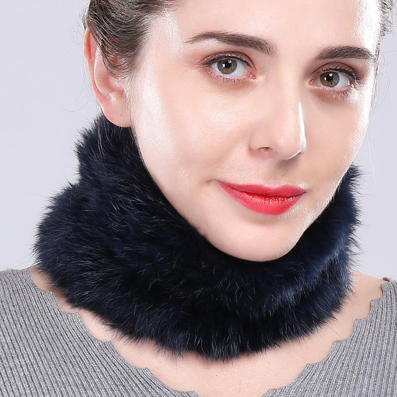 

Women real fur scarf knitted elastic black blue winter fashion genuine fur ring scarves brand hot sale