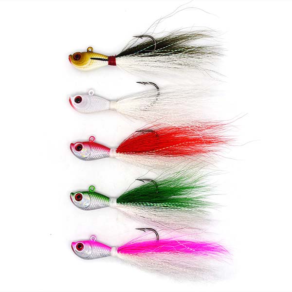 

kmucutie 5 colors bucktail Jig Bass Flounder Striper Bluefish glow Fishing Lure big game baits