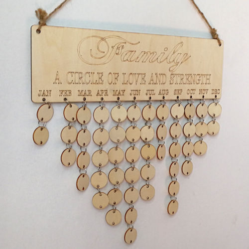 

US DIY Wood Birthday Reminder Board Birch Ply plaque Sign Family Calendar Decor