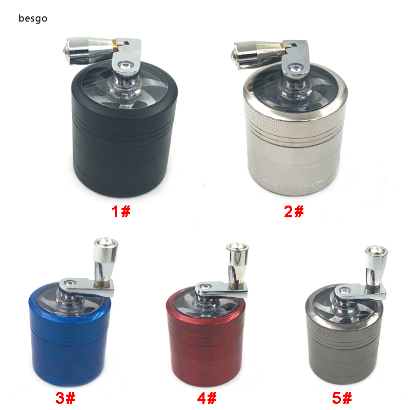 

Hand Crank Tobacco Herb Grinder 4 Layers Zinc Alloy Grinders Herb Cigarette Smoking Spice Crusher With Handle Sharpstone Grinders BH3150 DBC