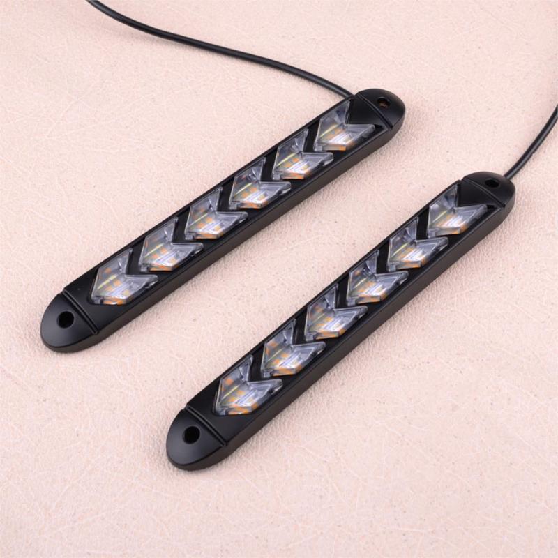 

Universal 1 Pair 6 LED DRL Daytime Running Strip Sequential Flowing Turn Signal Lamp Light 12V, As pic