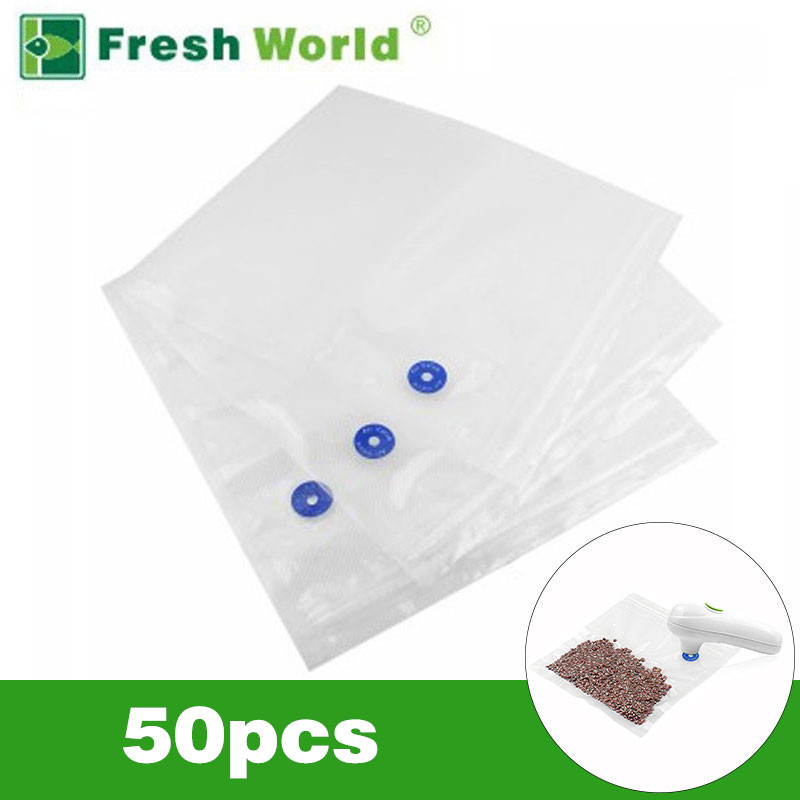 

Kitchen Vacuum Bags For Storage Reusable Vacuum Seal Electric Pump Zipper Saver Bag Including 50pcs Fresh World