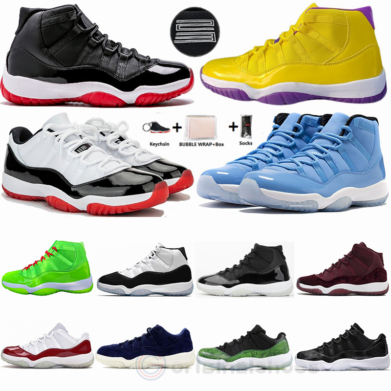 

11 Airs 25th Anniversary Low White Bred 11s Mens Basketball Shoes Jumpman XI Concord Space Jam Women Sports Sneakers 36-47 Retros Trainers, Bred low