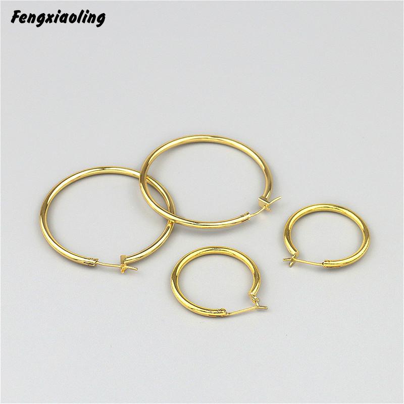 

Fengxiaoling 100% Genuine 925 Sterling Silver Minimalism Golden Round 40mm Hoop Earrings For Women Fine Jewelry Cute Accessories