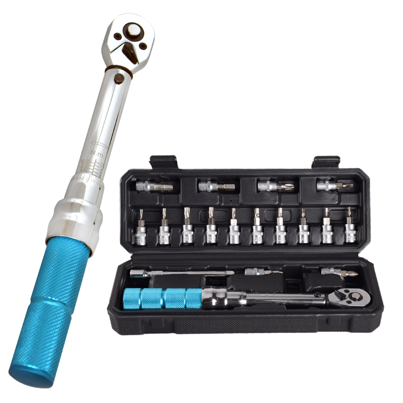 

Preset bike Torque Wrench set 18 Piece Set 1/4 Ratchet wrench kits ] bicycle repair tools 1-20Nm