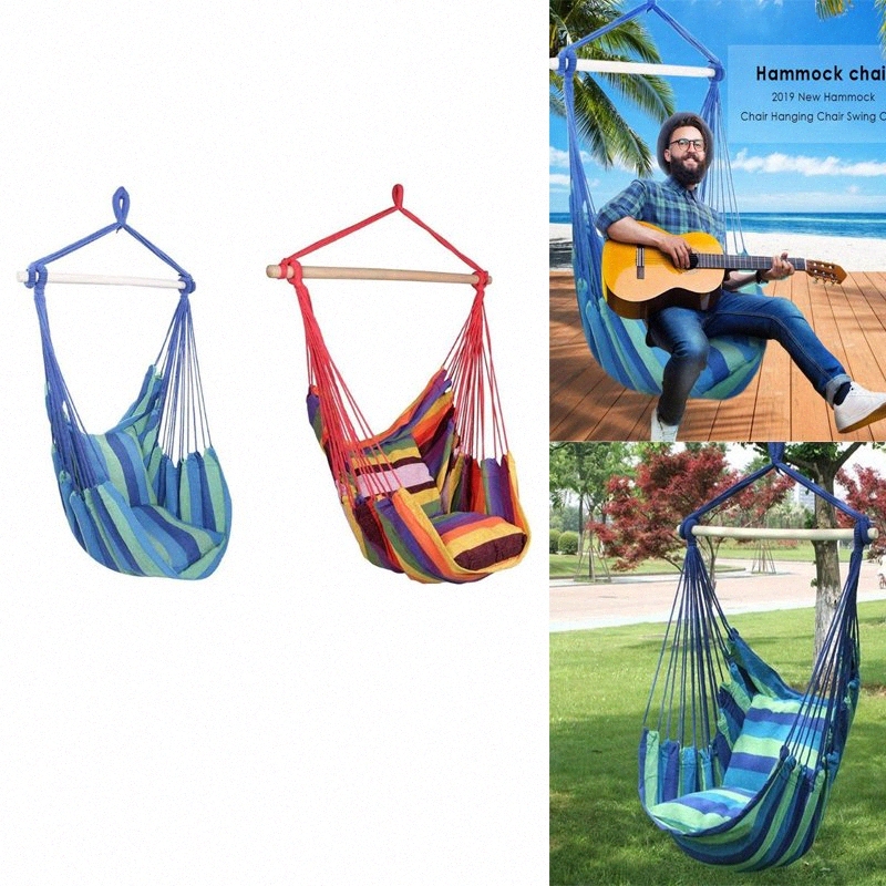 Hanging Hammock Chair Portable Garden Swing Seat Travel Camping Blue Color UK
