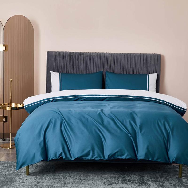 

Papa&Mima Sky Blue Nordic Japanese 60S Egyptian Cotton Satin Hotel Linens Fitted Sheet Ru Europe Bedding Set Duvet Cover Set, 720004