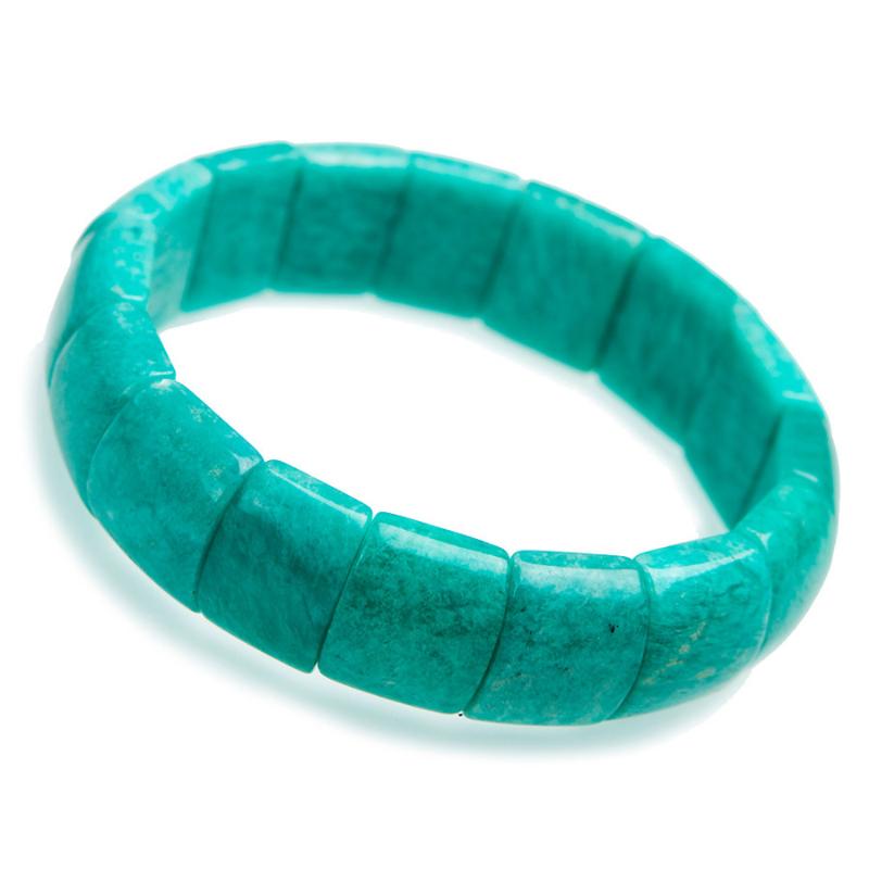 

Genuine Natural Green Amazonite Stone Stretch Bracelets For Women Men Charm Rectangle Bead Bracelet Just One