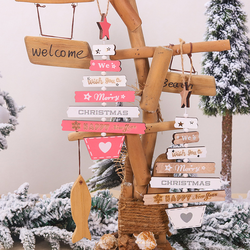 

1PC Merry Christmas Letter Wooden Pendants Wood Crafts Ornaments Xmas Tree Ornament For Home Wall Christmas Party Decoration