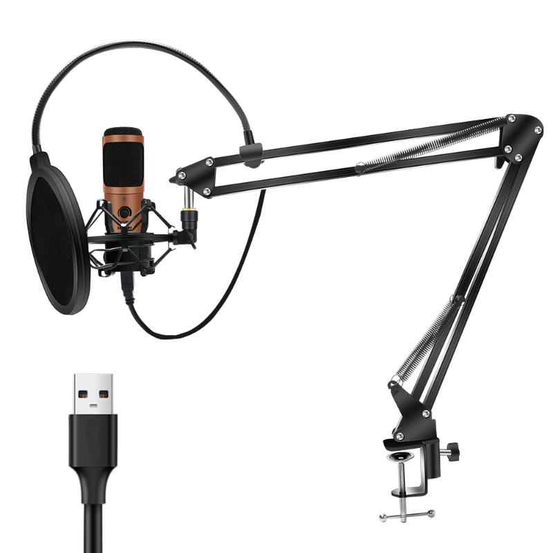 

USB Condenser Microphone With Tripod Stand Recording Microphone Kit With Adjustable Desktop Mic Arm For Toutube Podcast