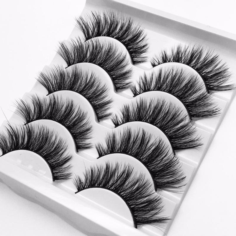 

5 pairs Exaggerated Cross 3D False Eyelashes Handmade 0.05 Soft Long Thick Eyelash Extension With Smoked Makeup Fake Eyelashes