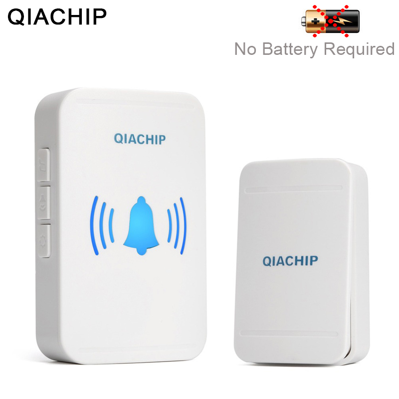 

QIACHIP Self-powered Home Waterproof Wireless Doorbell No Battery LED Light 200M Home Bell 38 Melodies 4 Levels Volume Door Bell