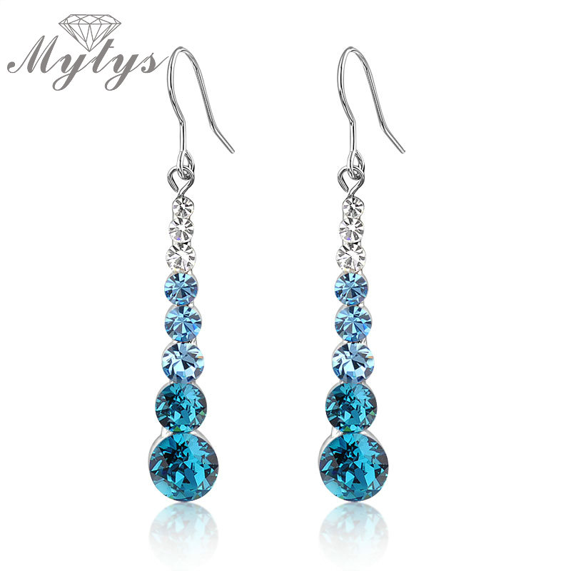 

Mytys Fashion Colorful Crystal Dangle Drop Earring Crystal Link Chin line Earrings Long CE86 CE87 CE88 CE89