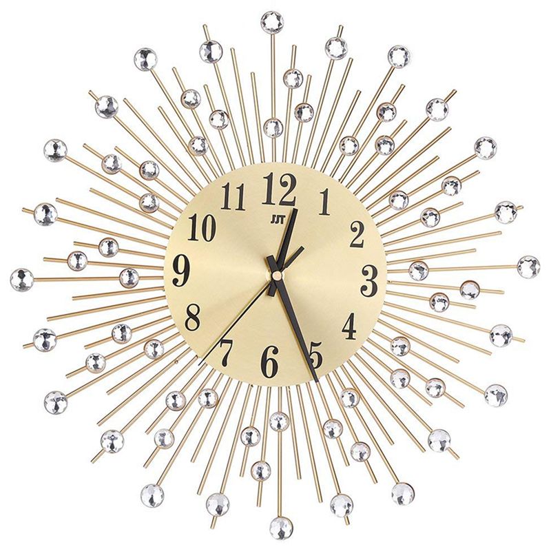 

HOT-Wall Clock Diamonds Decorative Round Clock Metal Living Room Decor Quiet Quartz Clocks Modern Minimalist Clocks(Gold