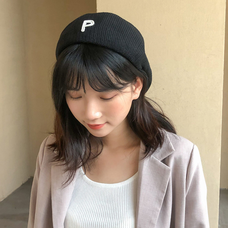 

HT3232 Women Spring Summer Berets Female Vintage Ivy Newsboy Flat Cap Ladies Knitted Artist Painter Beret Hat Women Beret Caps, Black