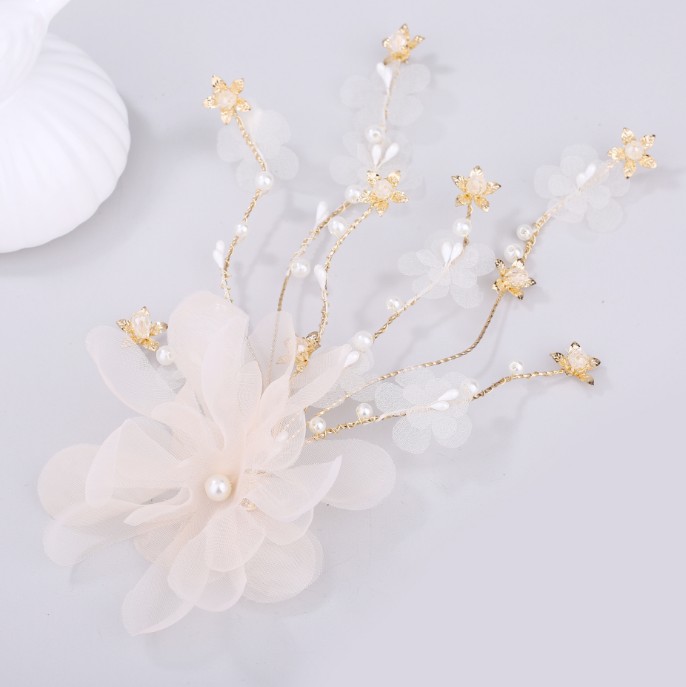 

Fashion Bride Prom Headdress Colorful Pink Flower Hairpins Hair Band Clip Headwear Delicate Hair Accessories Tiara Hairpin