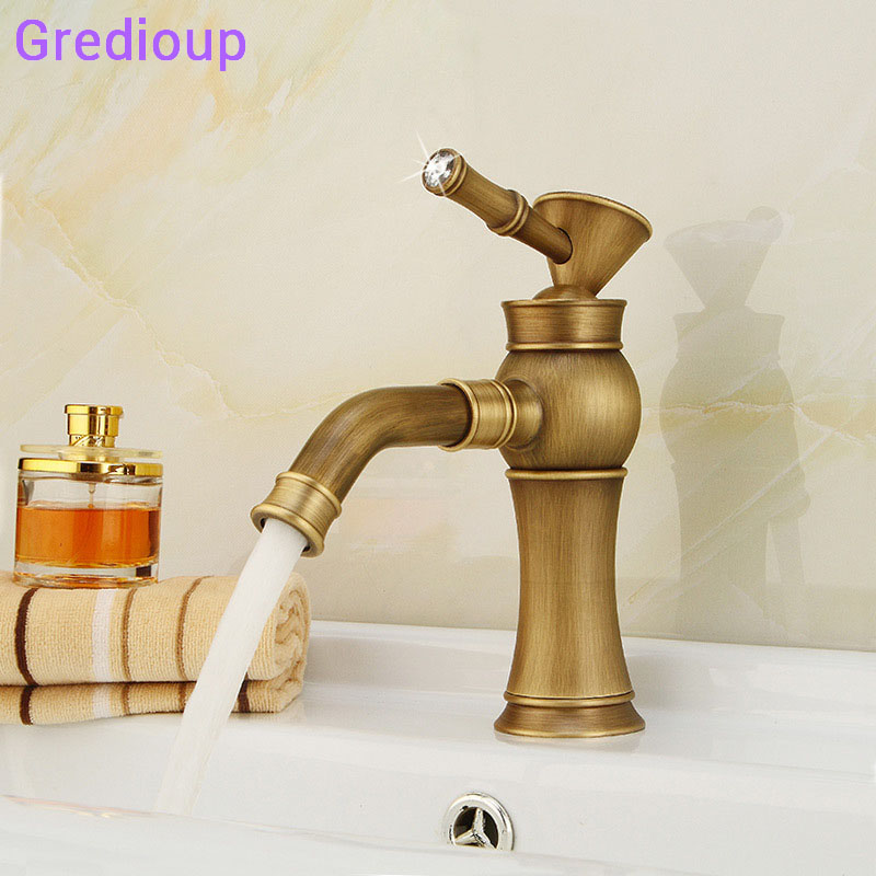 

Mitigeur Lavabo Salle De Bain Antique Bathroom Faucet 360 Degree Rotate Wash Basin Tap Brass Hot Cold Water Faucet Kit Tap Basin