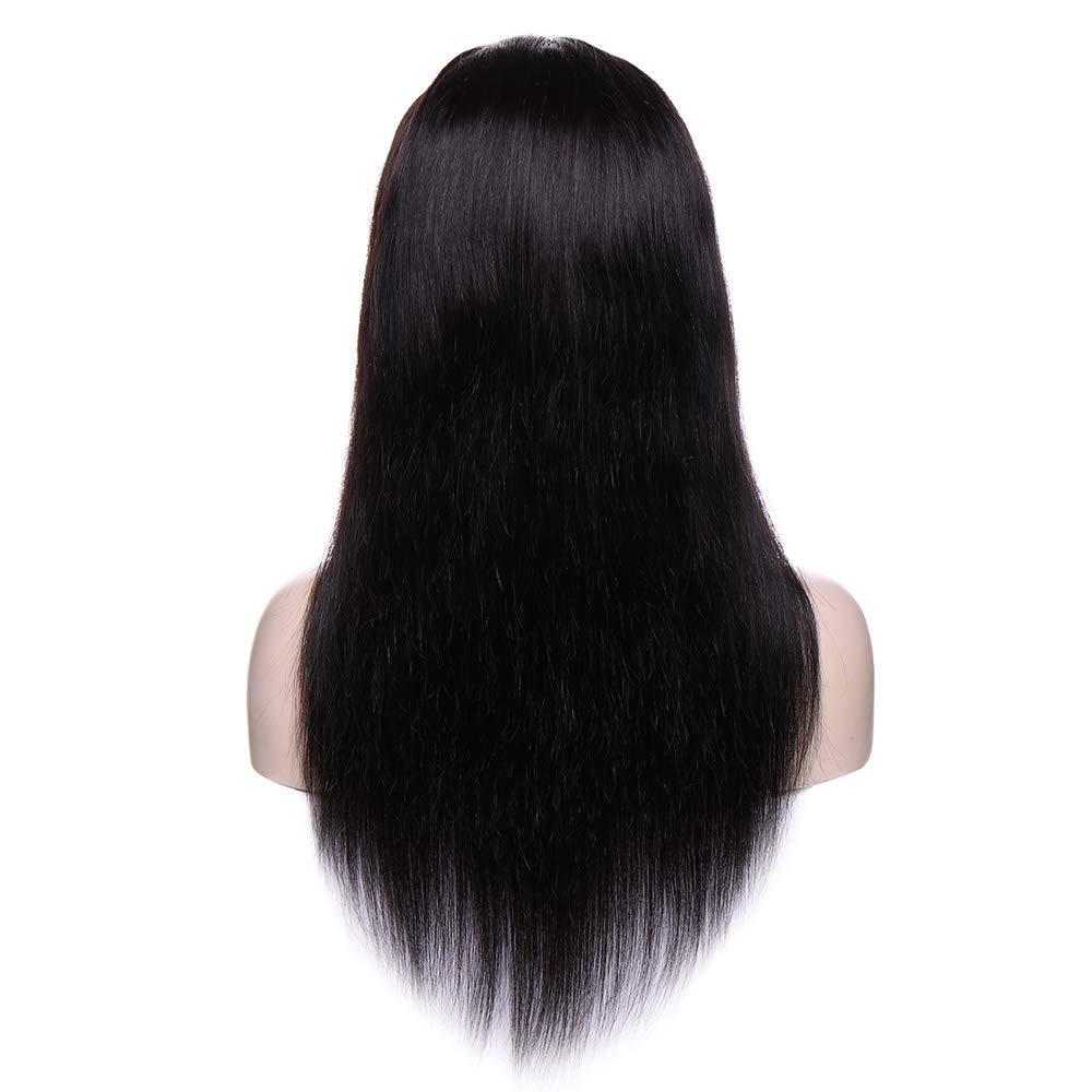 

2020 Newest 100% Brazilian Human Hair Full Lace Wigs Glueless Long Straight Lace Wig with Baby Hair Pre Plucked for Black Women, Natural color