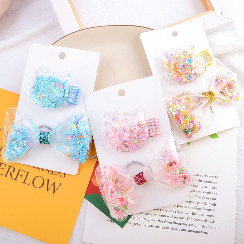 

2pcs Sets Children Girls Hairpin Fashion Concise Casual All-match Transparent Bow Cute Sweet Hair Clip Girl Hair Decoration, Pink