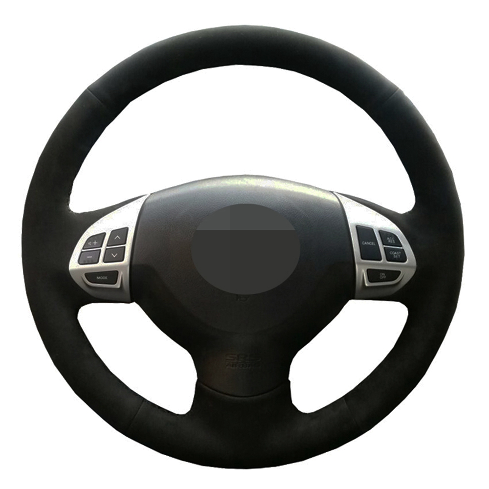 

Car Steering Wheel Cover Black Leather Suede For Mitsubishi Lancer X 10 2007-2015 Outlander 2006-2013 ASX 2010-2013 Colt
