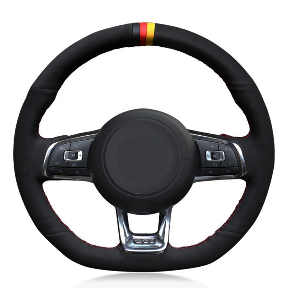 

Car Steering Wheel Cover DIY Black Suede For Volkswagen VW Jetta GLI VW Golf 7 GTI MK7 Golf GTI 2015-2020 VW Golf R 2015-2019