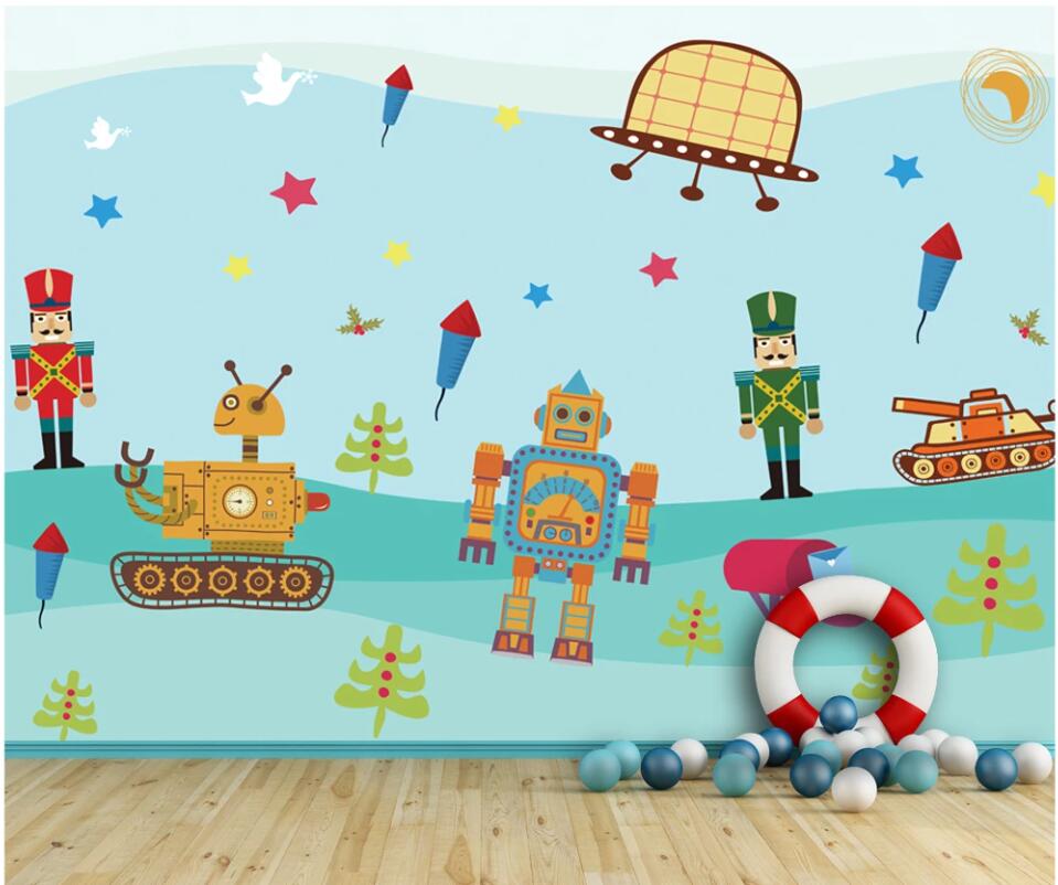 

3d wallpaper custom photo mural on the wall Children's room cartoon robot UFO home decor photo 3d wall murals wallpaper for walls 3 d, Non-woven