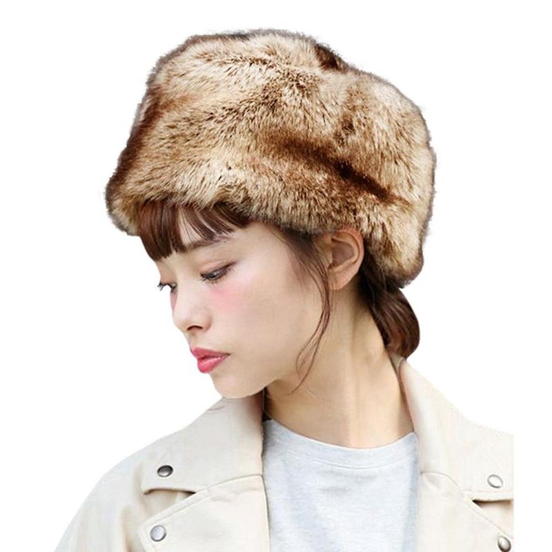 

Fashion Women Winter Hat Keep Warm Faux Fur Headgear Snow Hat Cap Fashion Accessories Windproof lady, Brown