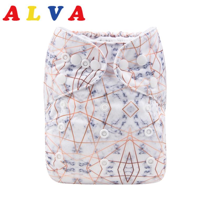 

Alvababy Cloth Diapers Baby New Printed Baby Nappies with Microfiber Insert, As pic
