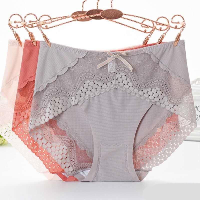 

Large size Women's Panties High Waist Bow Lace Perspective Panties Female Big Briefs Plus Size Breathable Women Underpants