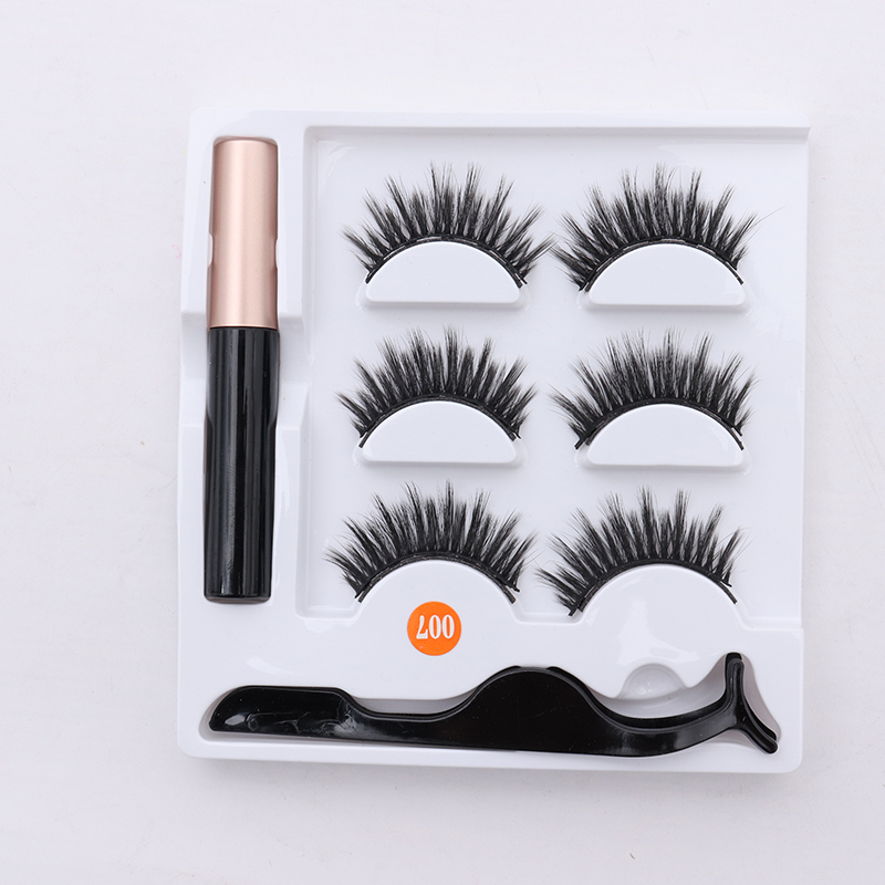 

2020 Magnetic 3 in 1 Set Liquid Eyeliner & Magnet False Eyelashes & Tweezer Make Up Tools 3 Pairs Eyelash 6 Styles Available