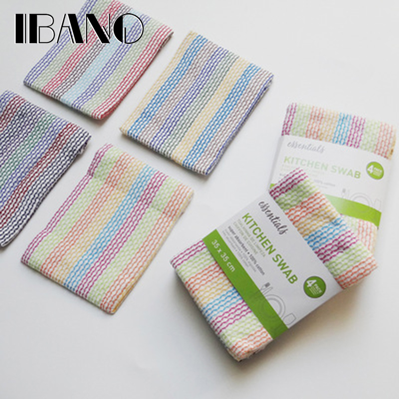 

High Quality 100% Cotton Dish Cloth Plaid pano de prato Eco-Friendly Kitchen Towel Bulk Towel Lots Scouring Pad 4PCS/Set OEM