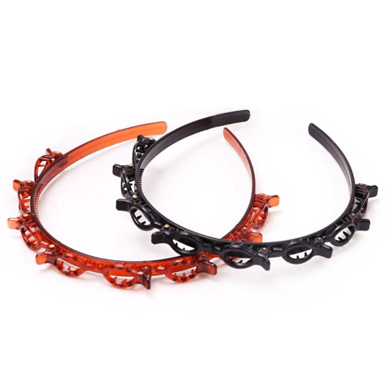 

2 PCS Double Layer Twist Plait Head band Hair Tools, Double Bangs Hairstyle Hairpin, Multi-layer hollow woven headband