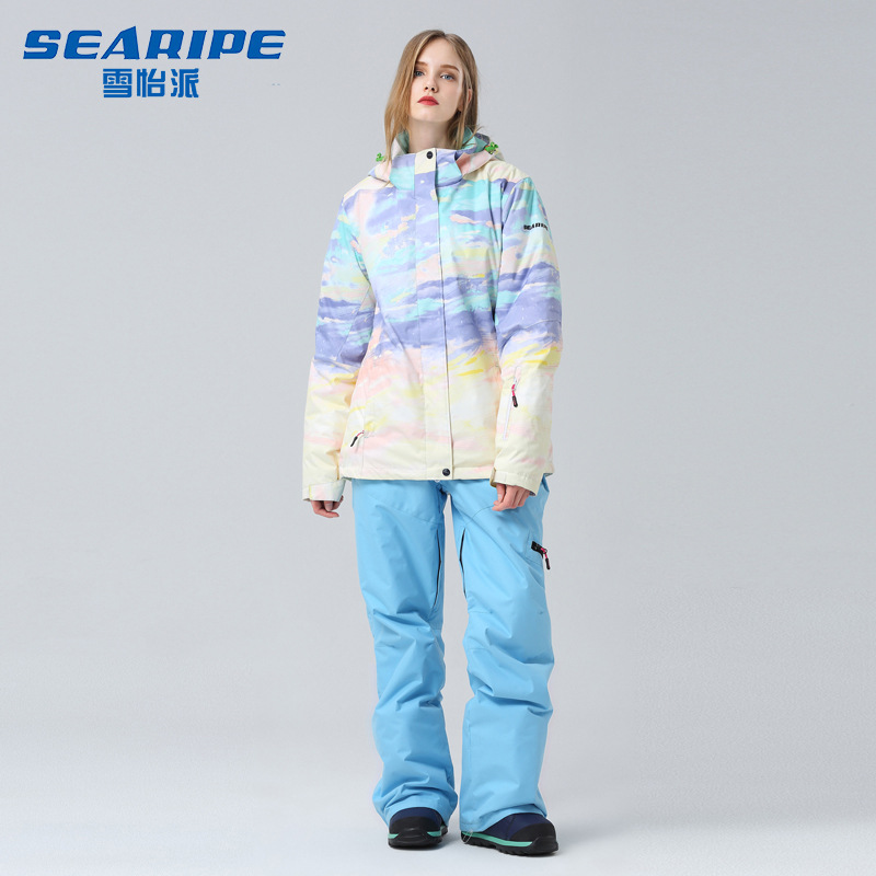 

Winter Women Ski Suit Ski Jacket and Pants for Women Warm Waterproof Windproof Skiing and Snowboarding Suits Female Coat, One