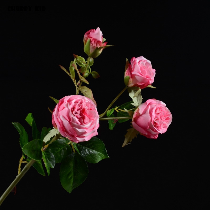 

12pcs ! wholesale Hi-Q 4 head English rose silk flower multi-heads fake rose wedding decorative flowers artificial flowers, White rose