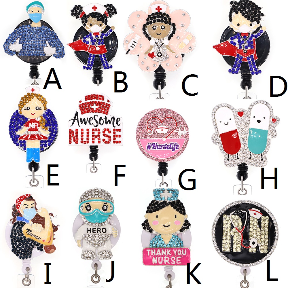 

New Free Shipping medical retractable ID Badge Reel nurse Name Card holder badge clip animal shape Nurse Badge Clip for ID Card Holders