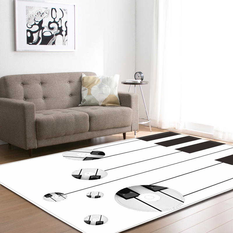 

Custom music piano carpet Piano pattern rectangle white rug Livingroom coffee table bedroom Tatami bedside area rugs and carpets