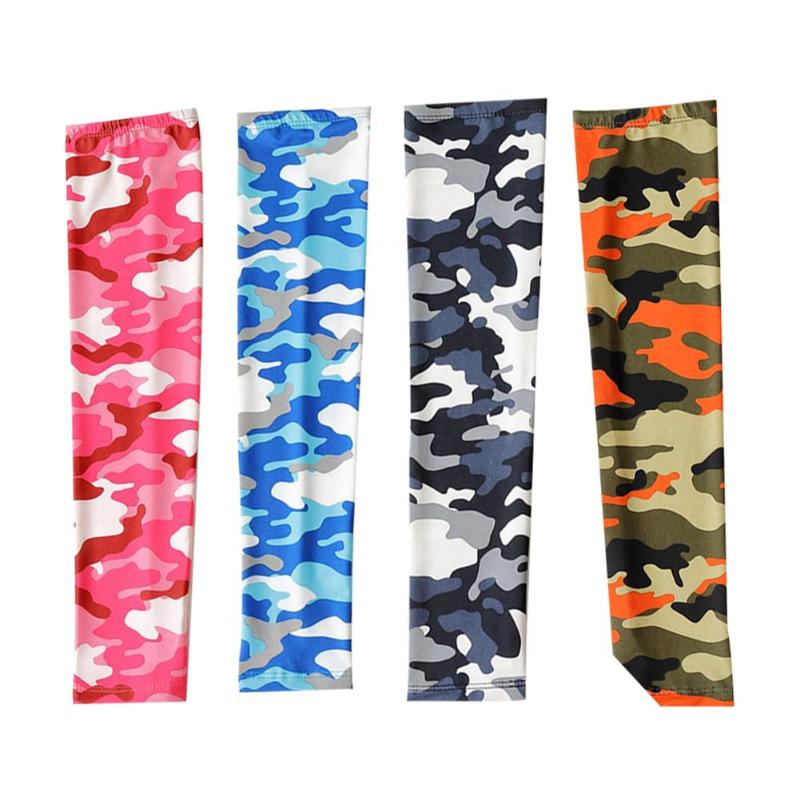 

1 Pair Outdoor Summer New Ice Pattern Arm Cuff Cuff Elastic Sunscreen Sleeve Camouflage Clothing Cycling Outdoor Gloves, Black