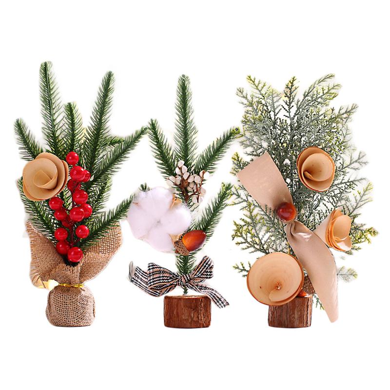 

3pcs Mini Christmas Tree Desk Decoration Red Fruit Tree Adornment Artificial Christmas Desktop Decoration Home Decor