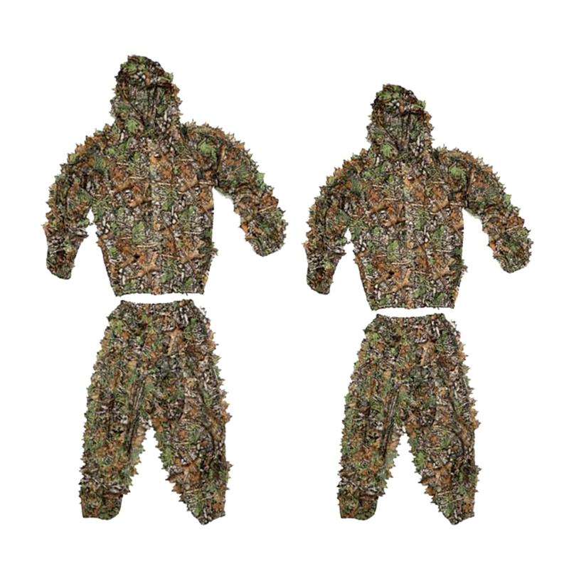 

Outdoor Camo Suits Ghillie Suits 3D Leaf Woodland Camouflage Clothing Sniper Clothes Pants for Jungle Hunting, Shooting, Kids