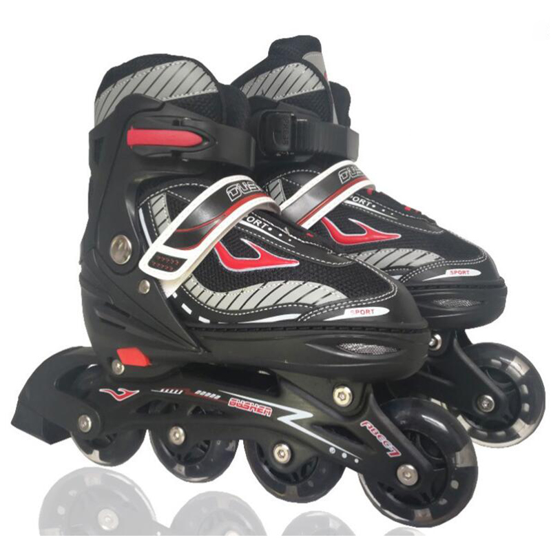 

Adult Single Roller Skates Adjustable Roller Skates with Aluminum Frame, Black