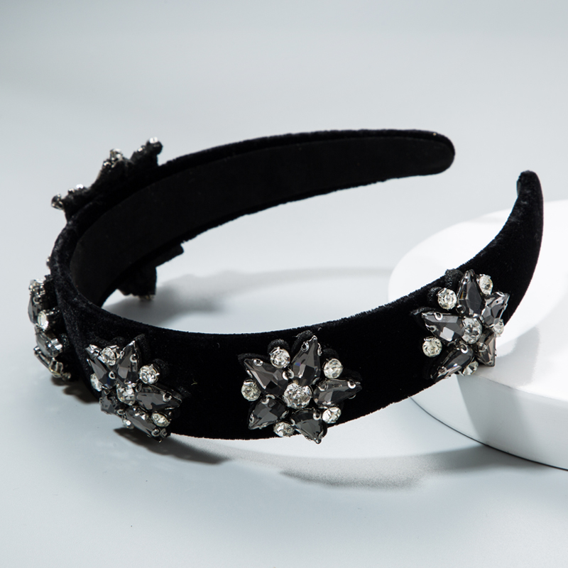 

2020 New Design Hair Band for Woman High Class Baroque Style Hand Made Rhinestone and Seed Beads Big Flower Hair Bands for Woman