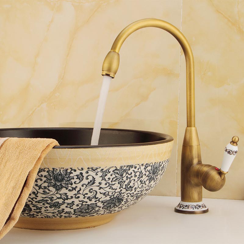 

Kitchen Hot Cold Water Faucet Antique Copper Faucet Inlet And Outlet Pipe Diameter 8mm Seated Dual Mode Kitchen 60125F