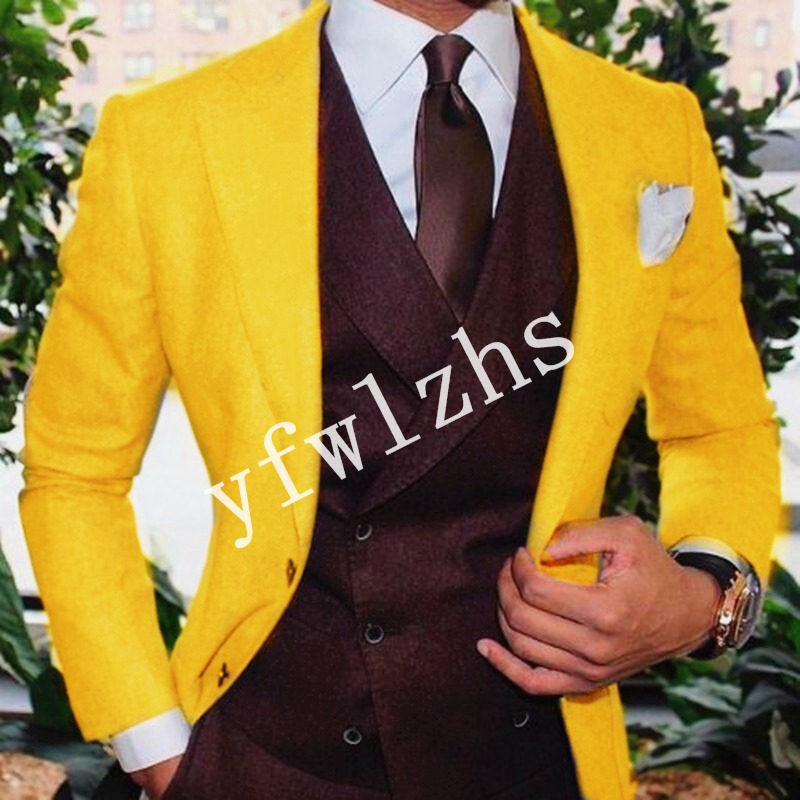 

New Arrival Two Buttons Groomsmen Notch Lapel Groom Tuxedos Men Suits Wedding/Prom Best Man Blazer ( Jacket+Pants+Vest+Tie) B308, Same as image