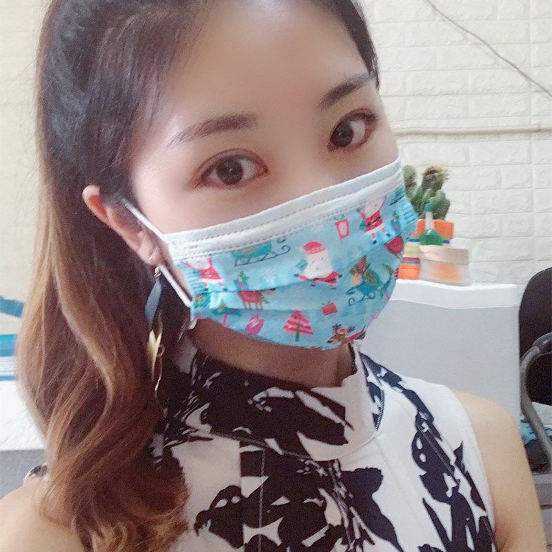 

Fashion Disposable Christmas Santa Claus Face Mask Print Cartoon Elk with Elastic Ear Loop Non-Woven Breathable Dust Masks